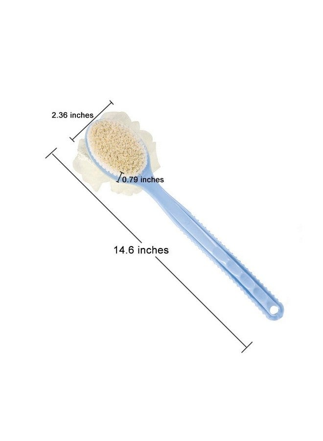 Flytouch Body Brush with Bristles and Loofah,Back Scrubber Bath Mesh Sponge with Curved Long Handle for Skin Exfoliating Bath, Massage Bristles Suitable for Wet or Dry, Men and Women - Image 2