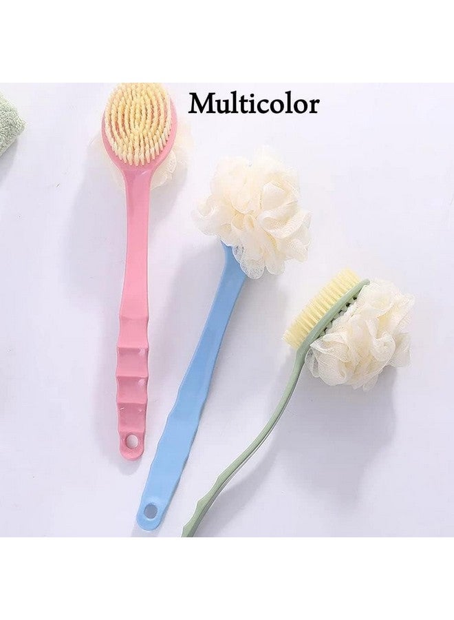 Flytouch Body Brush with Bristles and Loofah,Back Scrubber Bath Mesh Sponge with Curved Long Handle for Skin Exfoliating Bath, Massage Bristles Suitable for Wet or Dry, Men and Women - Image 3