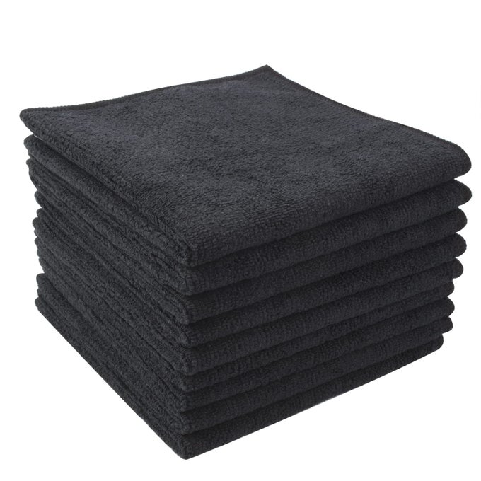 9 PACK MICROFIBRE CLEANING CLOTHS REUSABLE DISH CLOTH FOR KITCHEN DURABLE QUICK DRYING KITCHEN RAGS HIGHLY ABSORBENT MICROFIBRE CLOTH MULTIPURPOSE DISH CLOTHS 30 CM X 30 CM BLACK