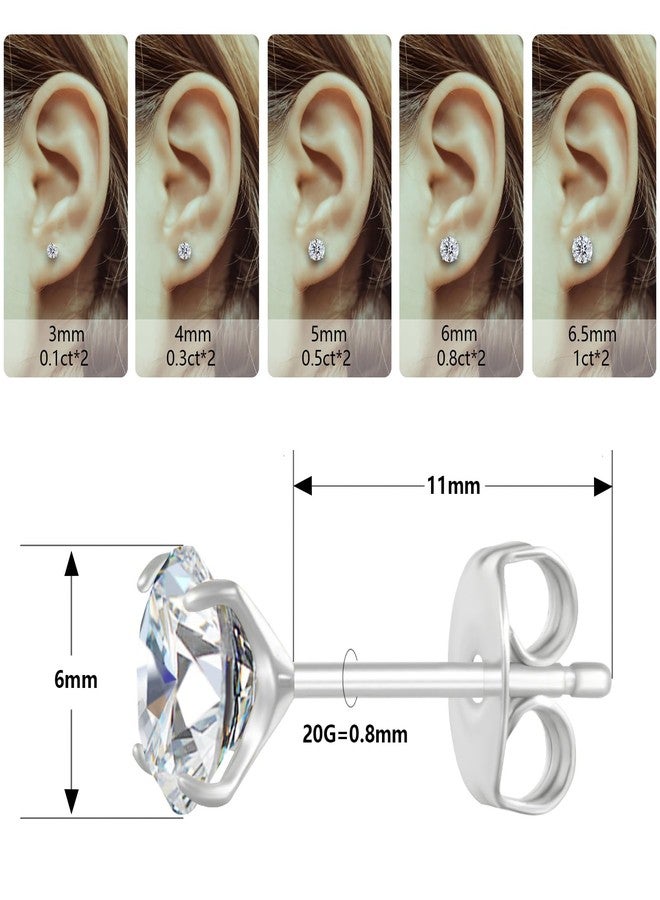 Hopply Moissanite Stud Earrings for Men & Women,0.2CT-1.6CT D Color,GRA Certified,Pure Titanium Hypoallergenic Round Moissanite Wedding Earrings Dainty Cartilage Helix Piercing Jewelry (White, 1Carats-(0.5ct*2)-6.5mm) - Image 5