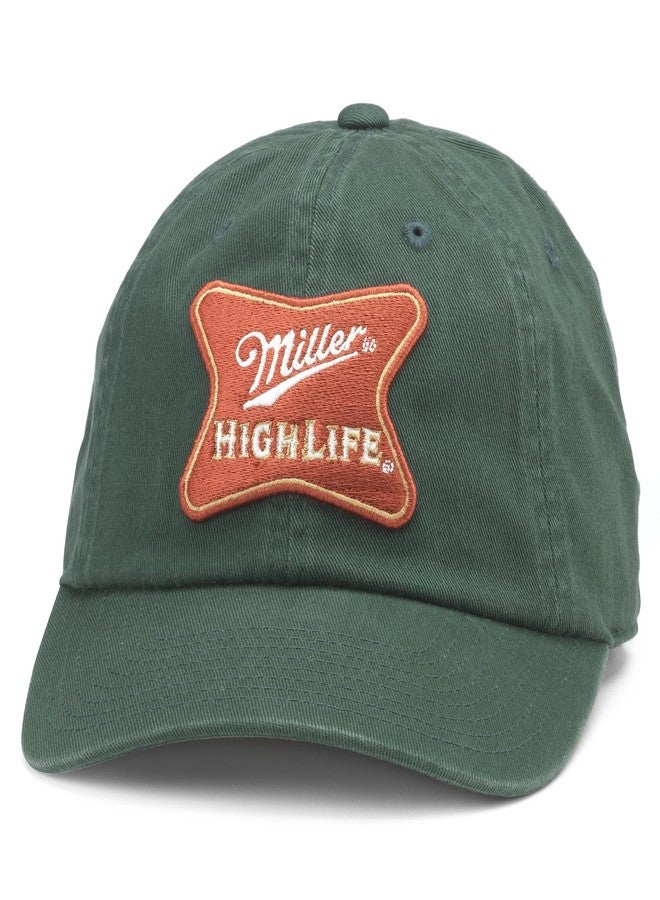AMERICAN NEEDLE Miller High Life Beer Ballpark Adjustable Buckle Strap Baseball Dad Hat, Dark Green (EM001A-MHL-DGRN) - Image 1