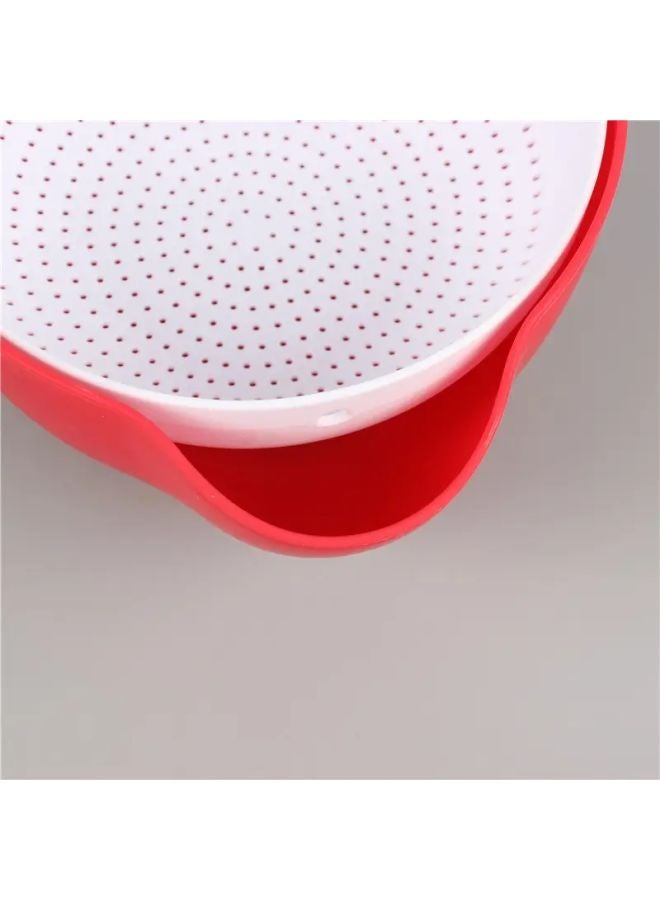 Practical Double-Layer Plastic Colander for with Drain Feature - Red  - Image 2