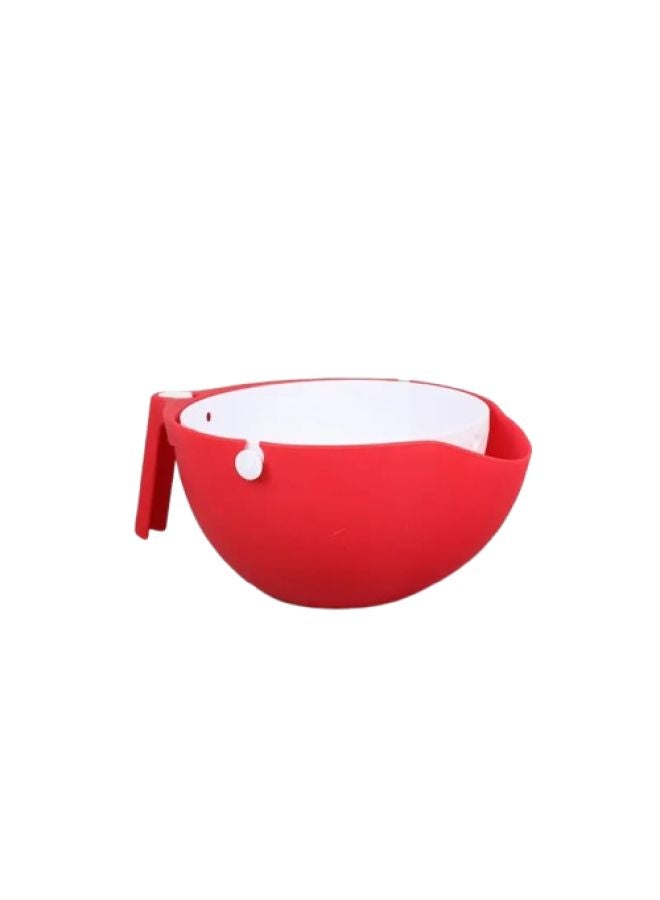 Practical Double-Layer Plastic Colander for with Drain Feature - Red  - Image 1