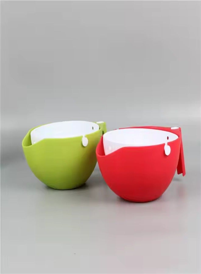 Practical Double-Layer Plastic Colander for with Drain Feature - Red  - Image 4