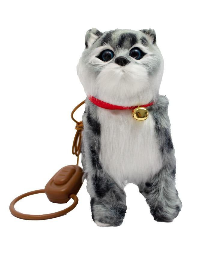 Portable Soft Realistic Authentic Detail Walk Along Electronic Pet Cat With Remote Control 20x20cm - Image 1