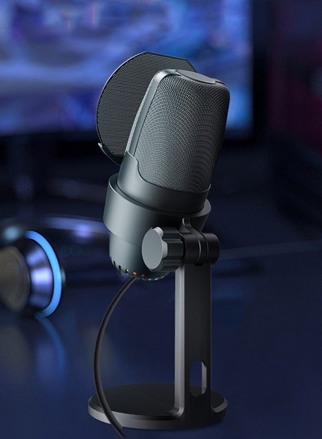USB Gaming Microphone for PC, Noise Cancellation Condenser Mic with RGB Lights, Mute, Gain for Streaming, Recording, Podcast, USB Condenser Mic with Quick Mute - Image 1