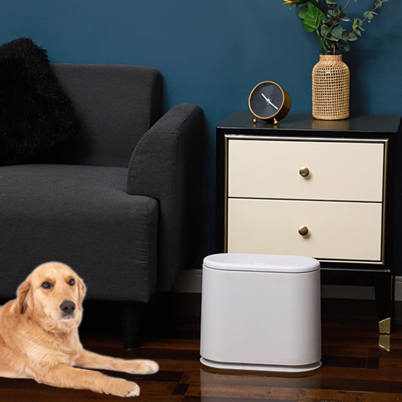 Cq acrylic White Slim Bathroom Trash Can with Press Top Lid,12 Liter Small Thin Garbage Can,3.17 Gallon Narrow Dog Proof Plastic Waste Basket and Covered Wastebasket for Room,Bedroom,Kitchen,Toilet,Office,Dorm - Image 5