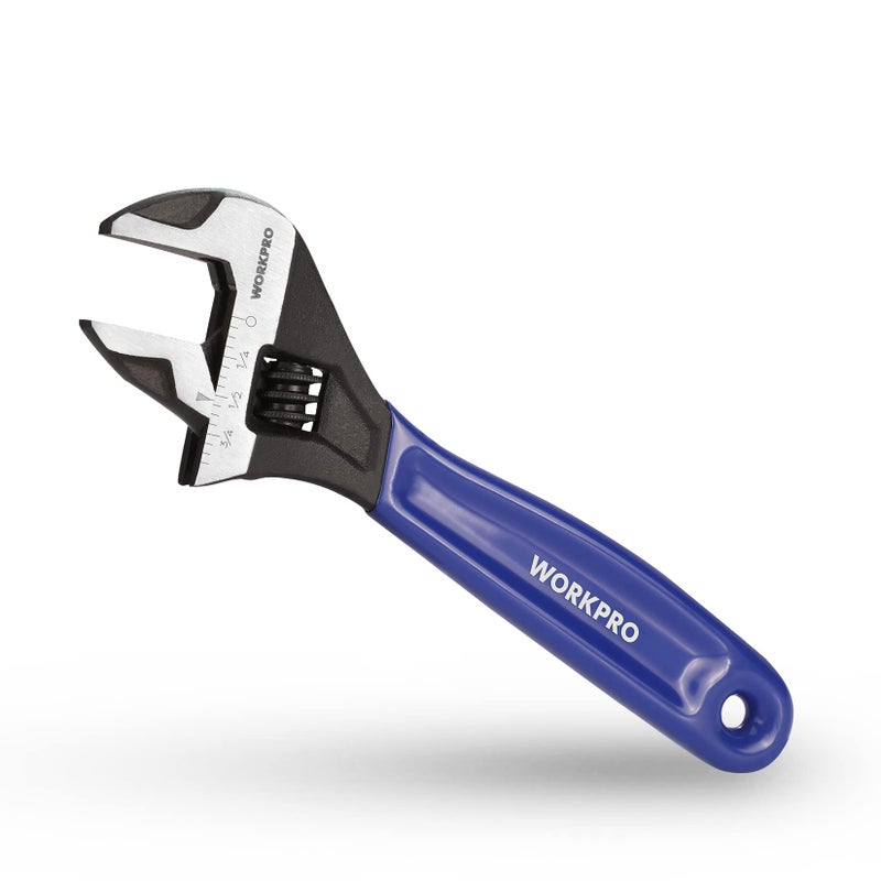 WORKPRO 6-Inch Adjustable Wrench, Wide Jaw Cr-V Steel Black Oxide Finish, for Medium-Size Bolts (M6â€“M16), Metric & SAE Scales, for Home, Garage, DIY & Workshop Use - Image 1