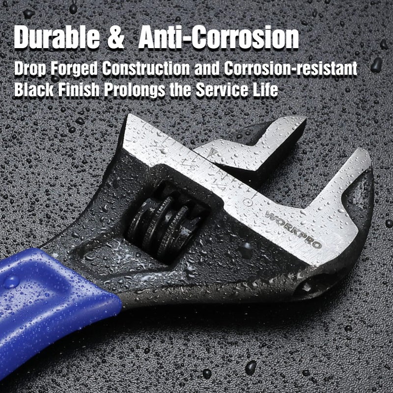 WORKPRO 6-Inch Adjustable Wrench, Wide Jaw Cr-V Steel Black Oxide Finish, for Medium-Size Bolts (M6â€“M16), Metric & SAE Scales, for Home, Garage, DIY & Workshop Use - Image 5
