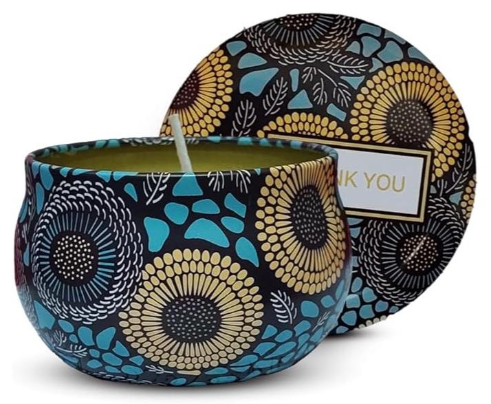 شموع معطرة للعلاج بالروائح، شمع طبيعي في علبة للسفر، عطر تخفيف التوتر للمنزل والحمام والمنتجعات الصحية واليوغا - هدية مثالية للنساء - Image 1