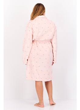 XOXO Women Textured Fleece Belted Bath Robe, Pink  - Image 2
