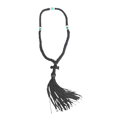 Iconsgr Handmade Christian Orthodox Greek Komboskoini, prayer Rope 100 knots Pendant Black - Image 4