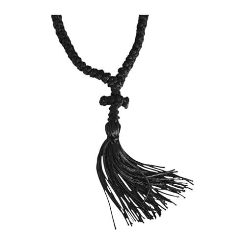 Iconsgr Handmade Christian Orthodox Greek Komboskoini, prayer Rope 100 knots Pendant Black - Image 3