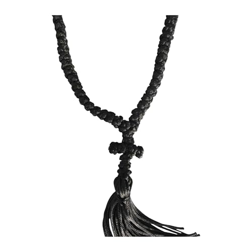Iconsgr Handmade Christian Orthodox Greek Komboskoini, prayer Rope 100 knots Pendant Black - Image 5
