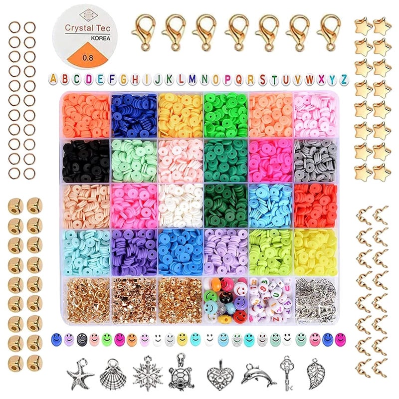 THECLOUDMALL DIY Kids Crafts Jewelry Making Kit Disc Loose Beads BraceletNecklaceEarring DIY Bead Kit 3 Multicolour 6cm