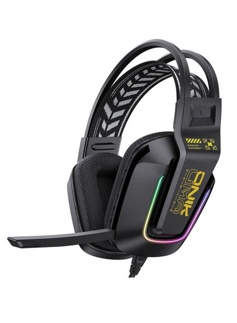 X13 RGB Stereo Sound Gaming Headset Stereo Sound Gaming Headset 120 degree swivel noise Reduction Mic, Cool RGB Light , 3.5mm + USB for Light 50mm Speaker Unit Premium Comfort  3D Ear Pads  For Xbox, PS 4/5, Switch, Mobile, PC- Black