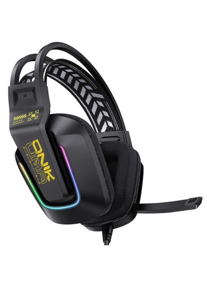 أونيكوما سماعة ألعاب X13 ستيريو RGB، صوت ستيريو، ميكروفون دوار بزاوية 120 درجة، إضاءة RGB رائعة، منفذ 3.5 مم + USB للإضاءة، وحدة مكبر صوت 50 مم. وسادات أذن ثلاثية الأبعاد مريحة للغاية. لأجهزة Xbox، PS4/5، Switch، الهواتف المحمولة، الكمبيوتر الشخصي - لون أسود. - Image 2