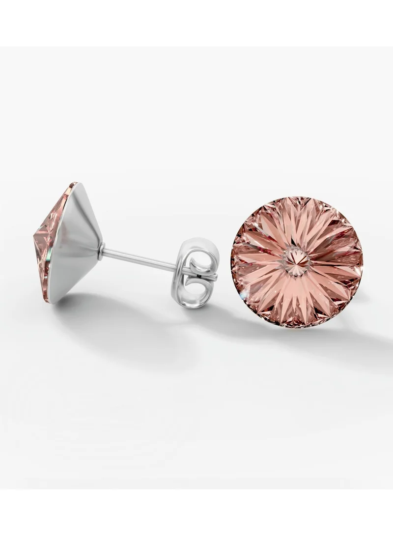 سيونا أقراط  الكلاسيكية بحجر الورد الكريستالي - رومانسية خالدة