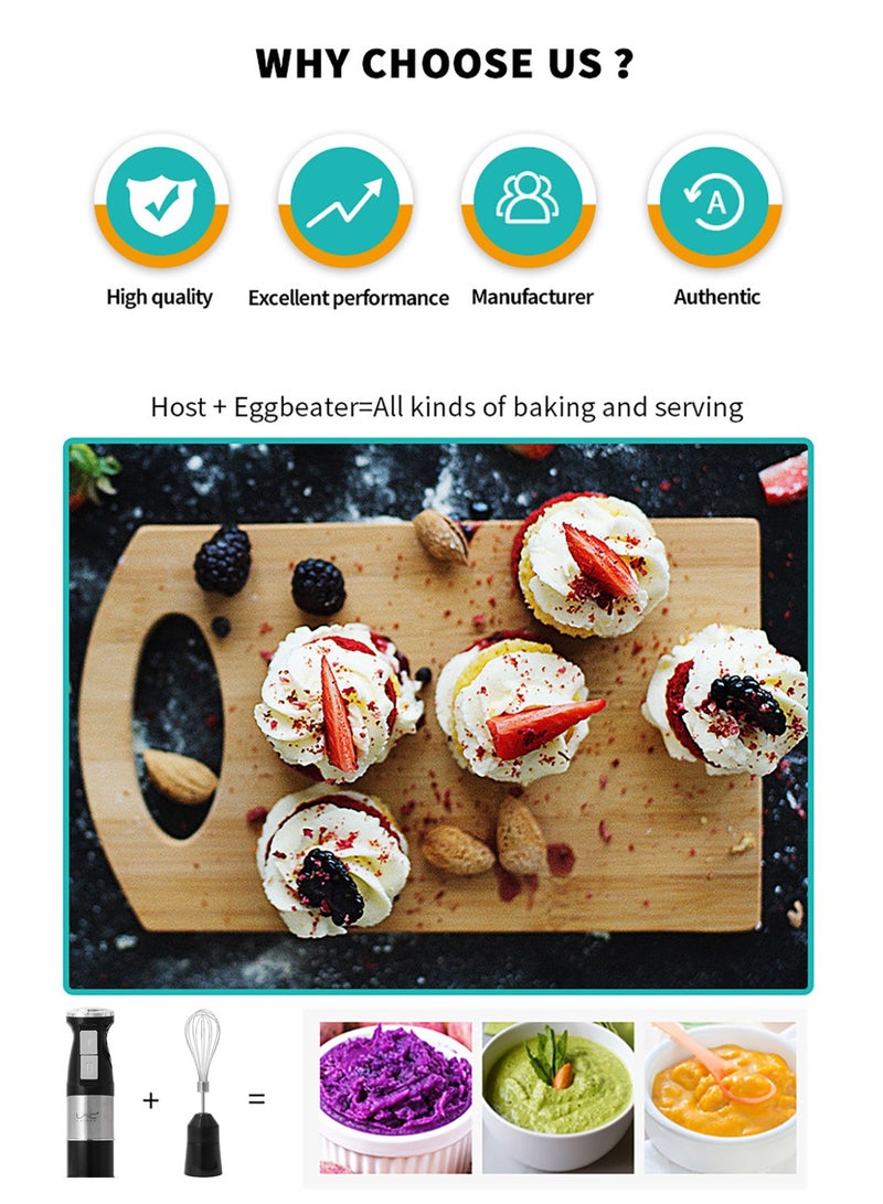 لاك لايش خلاط محمول للمطبخ ، 300 واط ستانلس ستيل ، 2 سرعات ، رمادي - Image 3