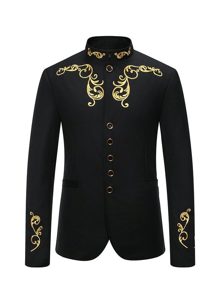 New Men's Fashionable Stand Up Collar Embroidered Wedding Casual Slim Ffit Single Breasted Suit - pzsku/Z82DD5AF5CF9FE641F62AZ/45/_/1740463974/0e58be16-6d2b-4288-acf8-2a22f26dfa00