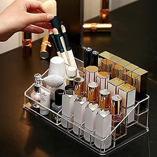 NYALKARAN Acrylic Cosmetic Organizer 16 Compartments for Makeup and Lipstick Storage  Sleek and SpaceSaving Design Cosmetics Transparent - Image 2