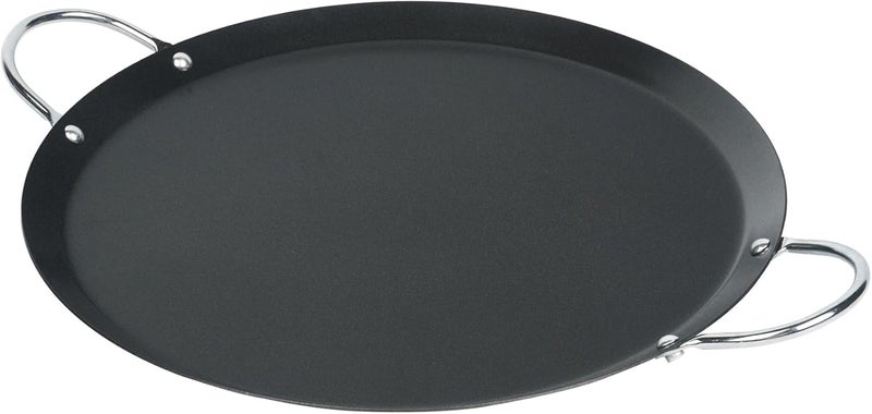 RestaurantwareMet Lux 1106 Inch Round Griddle With Double Handle 1 NoStick Flat Top Grill  Compatible With Open Fire And Gas Durable Black Carbon Steel Griddle Pan EvenHeating For Eggs - Image 1