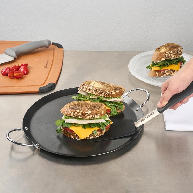 RestaurantwareMet Lux 1106 Inch Round Griddle With Double Handle 1 NoStick Flat Top Grill  Compatible With Open Fire And Gas Durable Black Carbon Steel Griddle Pan EvenHeating For Eggs - Image 5