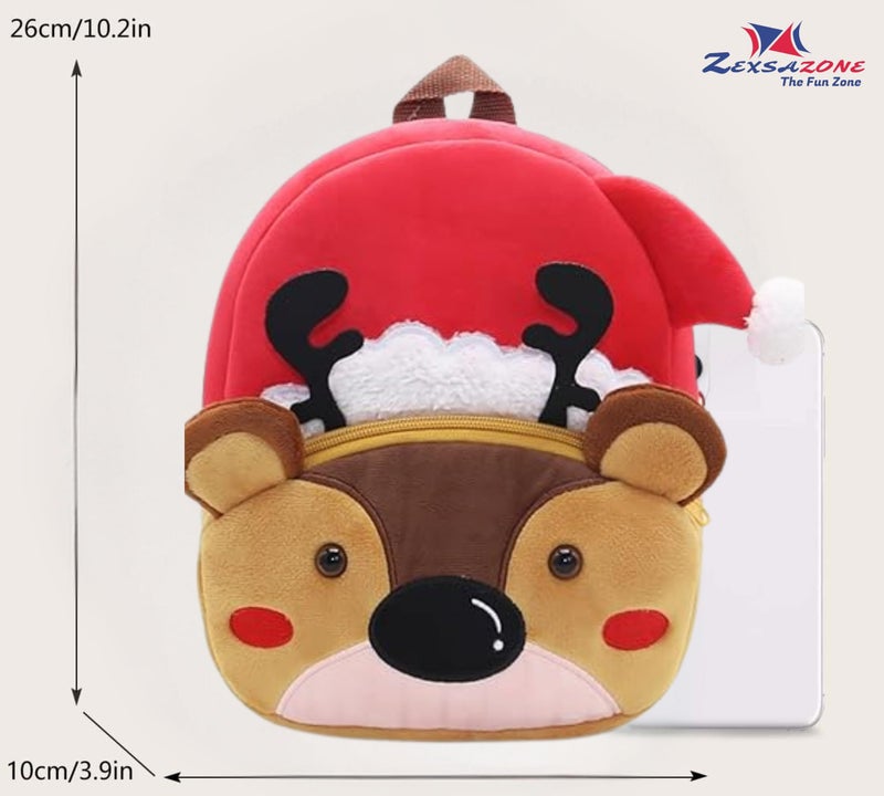 ZEXSAZONE Kids Velvet School Bag | Soft Plush Backpack for Baby Boys & Girls | Toddler & Preschool Picnic Bag (2-5 Years) - Image 3