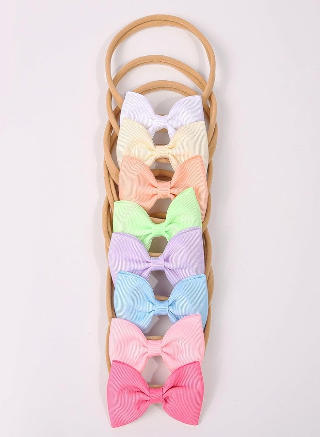 XIMA Baby Girls Headbands with Hair Bows,Solid Ribbon Bows with Elastic Nylon Head Bands Hair Accessories for Infants Preemie and Newborn Kids Pack of 34 - Image 2