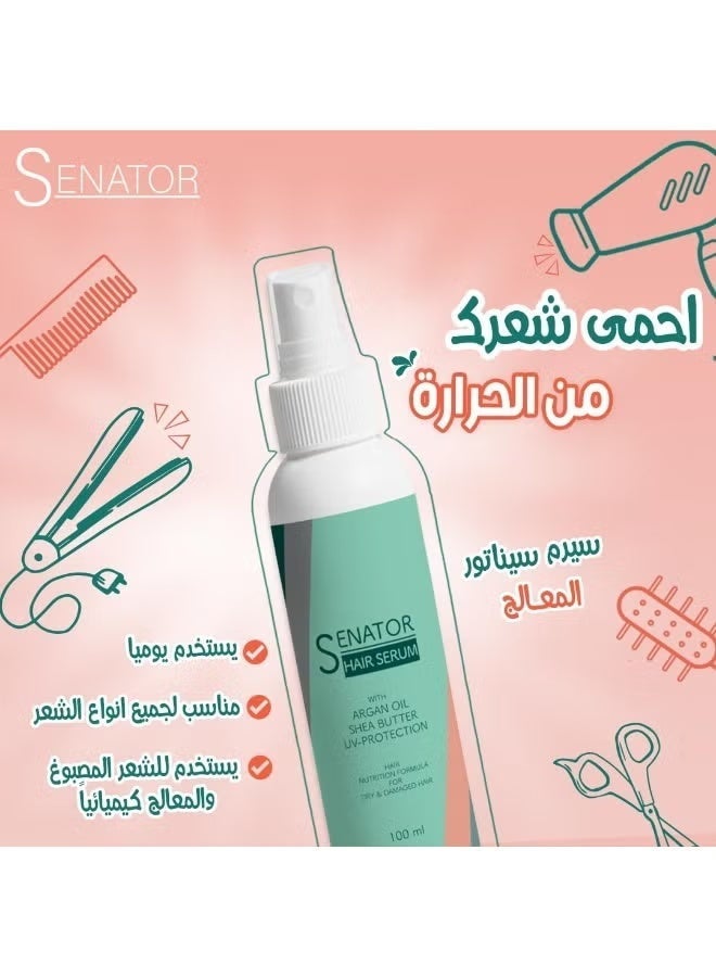 SENATOR PRO Argan Oil & Shea Butter Serum – Heat Protection – 100ml - Image 4