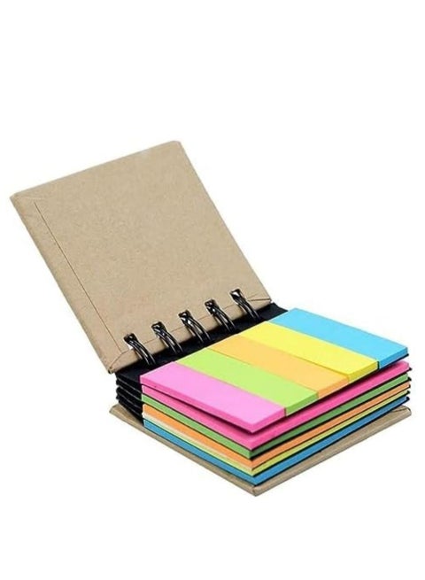 Mini Spiral Notepad, Kraft Cover with Sticky Notes and Page Markers, 250 Sheets/Pad, Ideal for Students