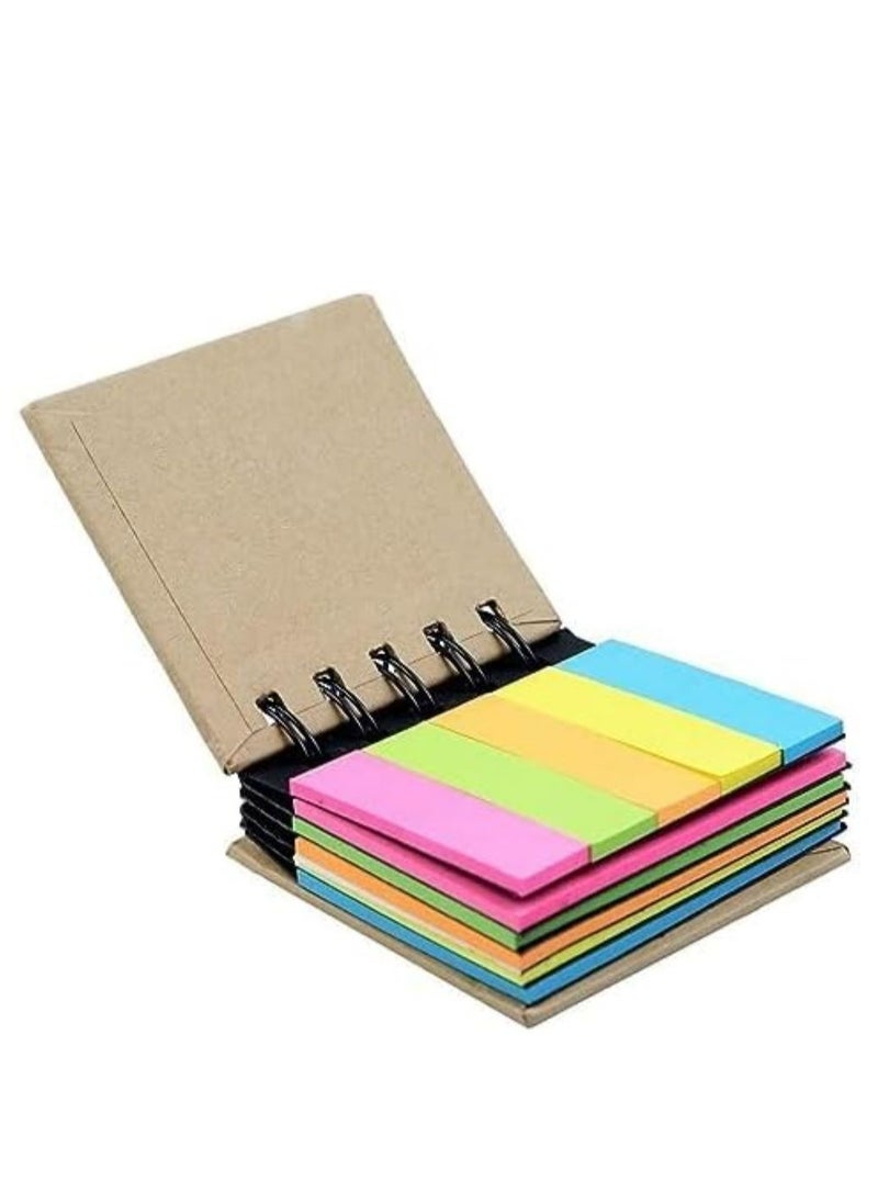 Oasisgalore Mini Spiral Notepad, Kraft Cover with Sticky Notes and Page Markers, 250 Sheets/Pad, Ideal for Students  - Image 1