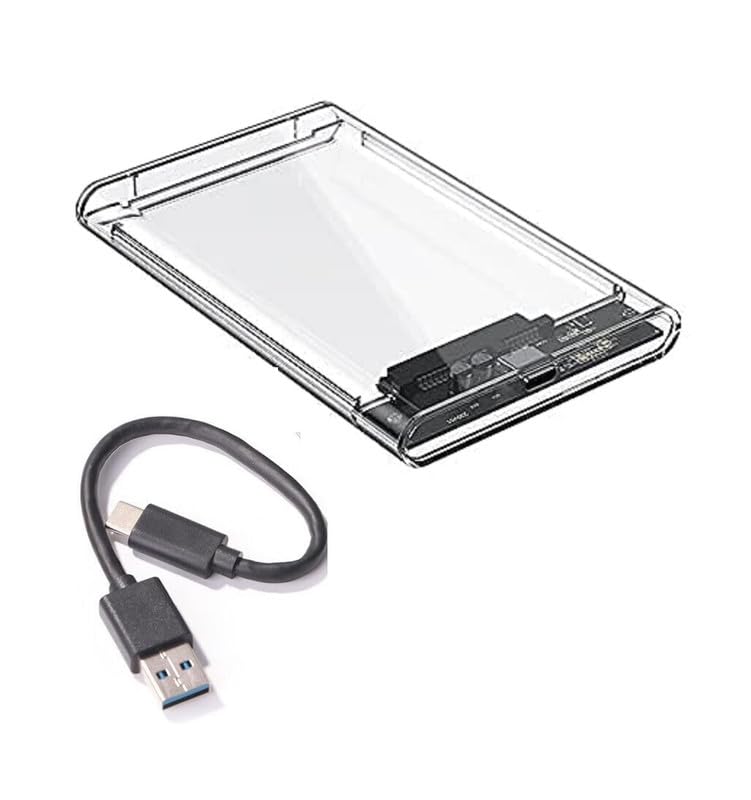 Terabyte 2.5" SATA SSD Casing - Type-C External Hard Drive/Case Cover- Fast Transfer Speeds Above 5Gbps. The-Go Storage & Data Backup (Transparent ) 04 - Image 2