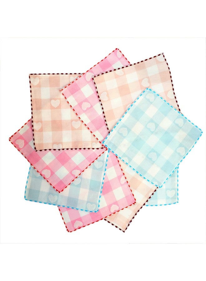 CLUZE Women Heart Printed Handkerchief - Cotton Hanky, Face Towel (Light Color) (Size 25x25 cm) (Pack Of 6 Pc) (6) - Image 4