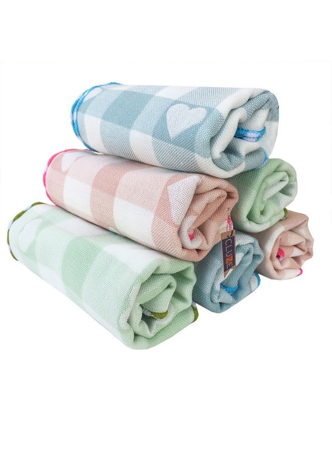 CLUZE Women Heart Printed Handkerchief - Cotton Hanky, Face Towel (Light Color) (Size 25x25 cm) (Pack Of 6 Pc) (6) - Image 2