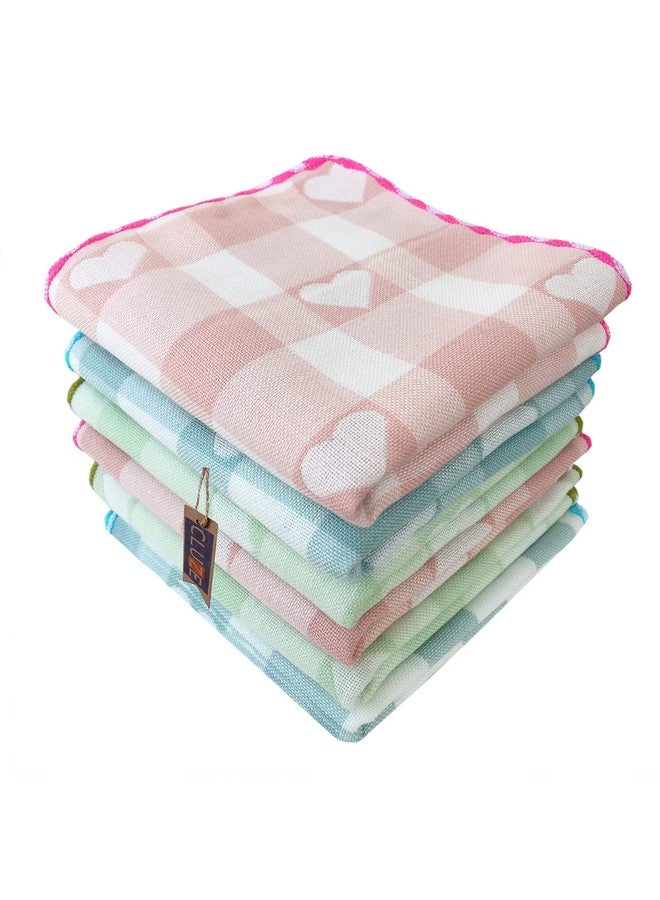 CLUZE Women Heart Printed Handkerchief - Cotton Hanky, Face Towel (Light Color) (Size 25x25 cm) (Pack Of 6 Pc) (6) - Image 1