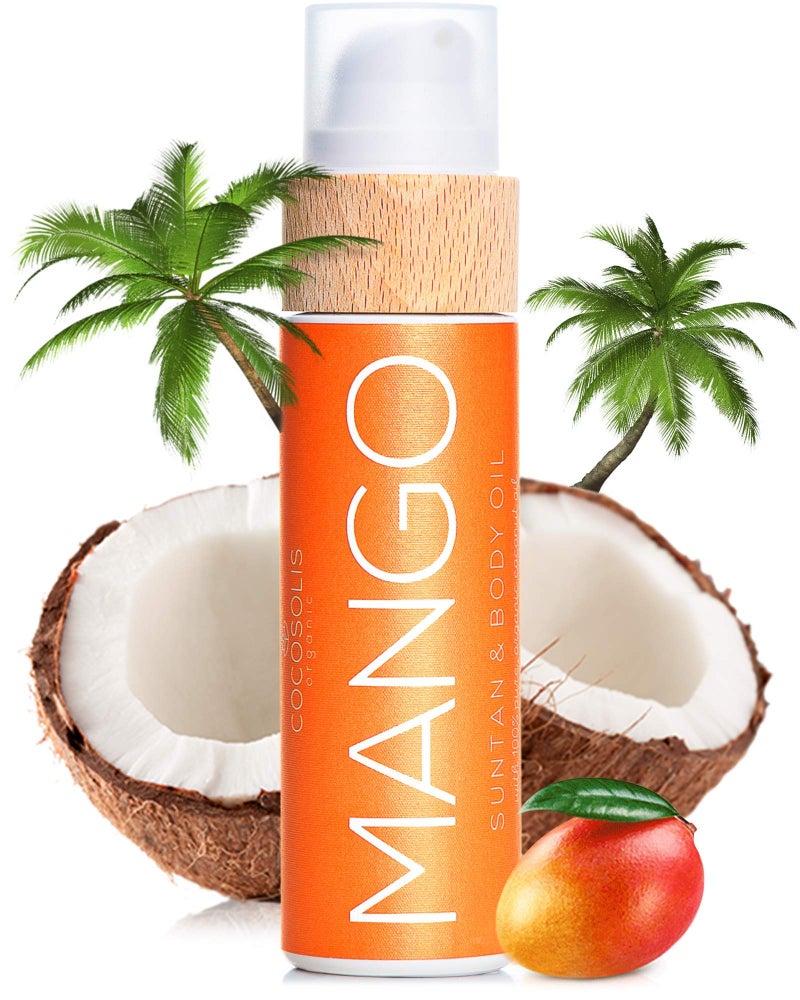 COCOSOLIS MANGO Organic Tanning Lotion - Organic Tanning Oil with Vitamin E & Mango Scent for a Fast Intensive Tan - Tanning Oil for Beach or Tanning Beds â€“ Sun Tan Oil for Face & Body (3.72) - Image 1