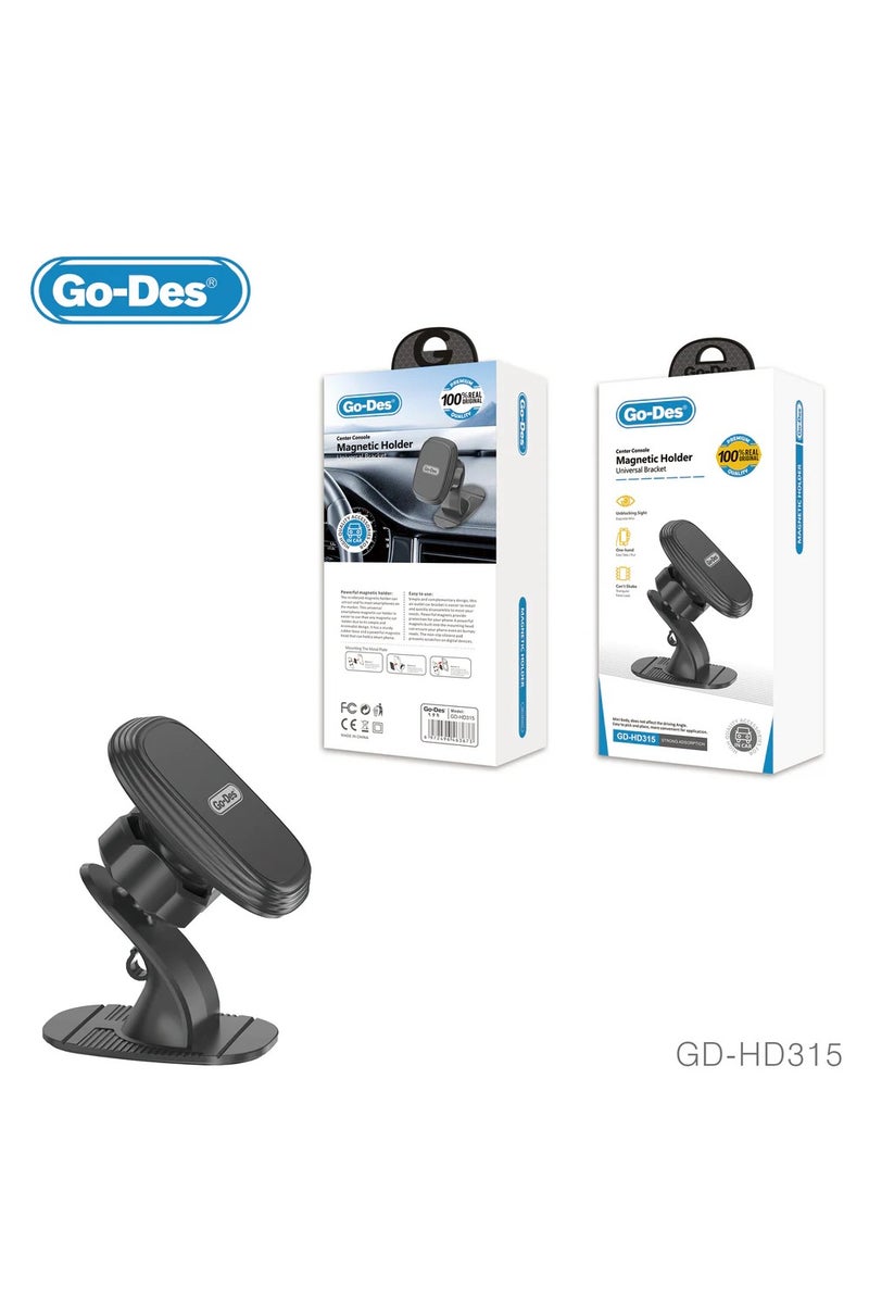GO-DES Mini Magnetic Car Phone Holder with 360 Degree Rotation and Strong Triangular Lock Used for Dashboard Center Console - Image 1