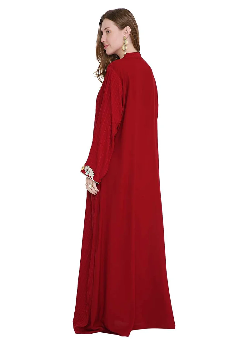 هانا آند سارا refined long viscose farasha with stunning thread embroidery arabic kaftan jalabiya dress