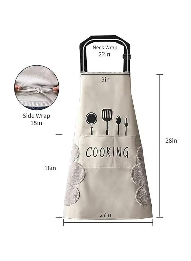 2 قطعة مريلة مطبخ ، مقاومة للماء مع جيب، مريلة للطبخ والرسم والاعمال المنزلية ( اسود - رمادي ) - Image 3