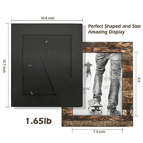 Eosglac Rustic 8x10 Wooden Picture Frame, Handmade with Real Birch Bark, Easel Back, Natural - Image 3