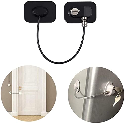 Olpad Fridge Lock, 1 Pack Refrigerator Lock with 2 Keys, Child Safety Locks with Strong Adhesive for Cabinet Lock, Freezer Lock and Drawer Lock (Black) - Image 2