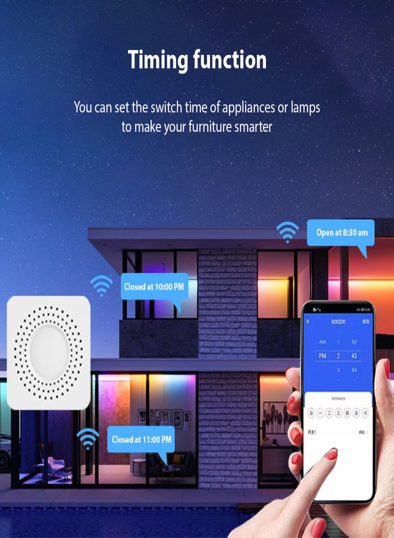 تويا وحدة مرحل مفتاح واي فاي ثنائي الاتجاه 16 أمبير جهاز تشغيل/إيقاف لاسلكي مفتاح إضاءة مزدوج التحكم جهاز تحكم عن بعد تطبيق Tuya مشاركة الجهاز التحكم الصوتي قاطع دائرة ذكي وظيفة العد التنازلي/التوقيت التحكم الجماعي - Image 3