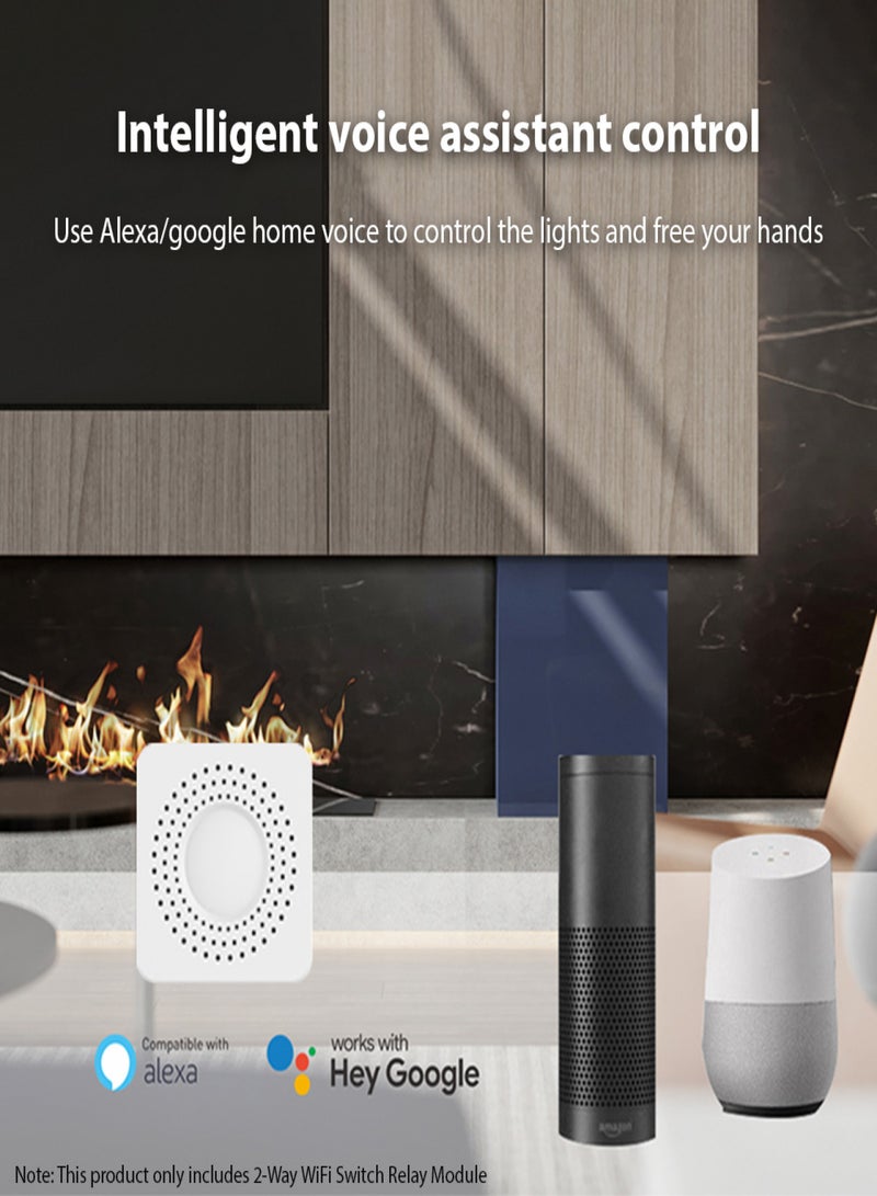 تويا وحدة مرحل مفتاح واي فاي ثنائي الاتجاه 16 أمبير جهاز تشغيل/إيقاف لاسلكي مفتاح إضاءة مزدوج التحكم جهاز تحكم عن بعد تطبيق Tuya مشاركة الجهاز التحكم الصوتي قاطع دائرة ذكي وظيفة العد التنازلي/التوقيت التحكم الجماعي - Image 2