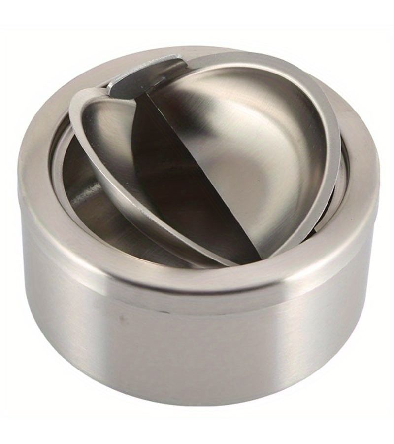 Silver Windproof Ashtray with Lid Portale Round Outdoor Home - Image 5