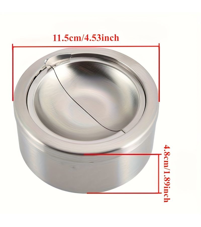 Silver Windproof Ashtray with Lid Portale Round Outdoor Home - Image 1
