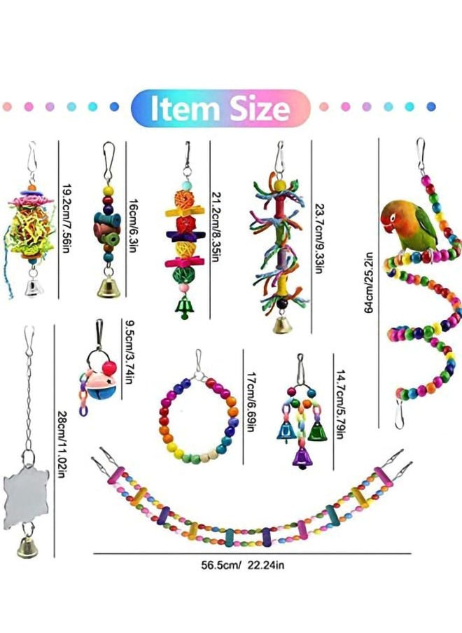 MissTiara - 10-Pack Bird Parrot Ladder Hanging Bell Swing Cage Toys- Budgie, Cockatiel, Conure, Finch, Small Parakeet, African Grey Parrot, Canary - Image 1