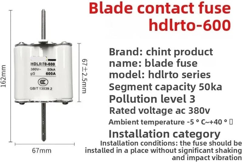 HDLRT0 600 550A جسم فتيل خزفي أنبوب مربع جهة اتصال على شكل سكين - Image 5