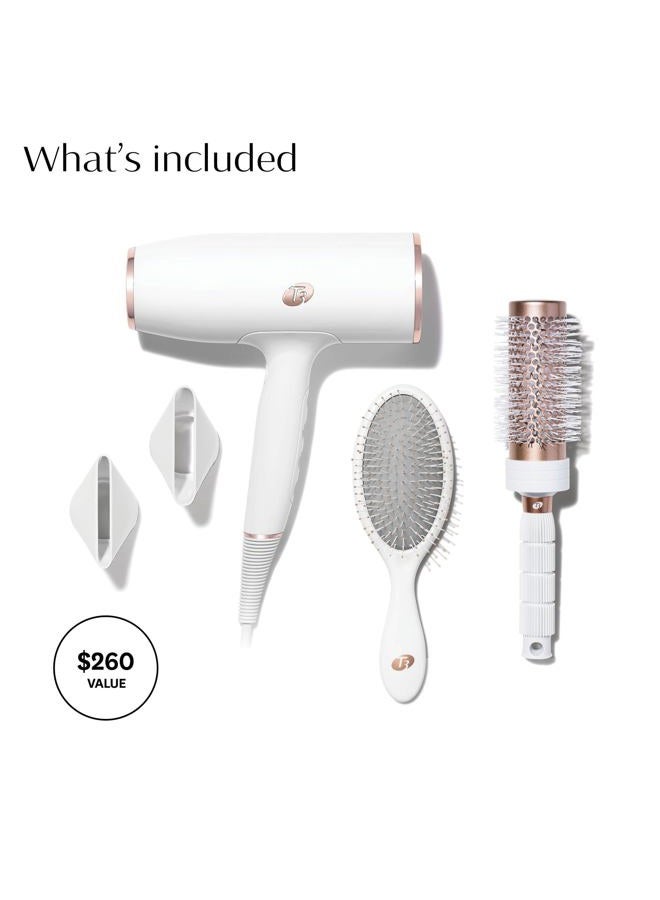 T3 AireLuxe Professional Ionic Hair Dryer and Brush Set, with 5 Heat and 3 Speed Settings, Ion Generator, Cool Shot, Includes Paddle Brush and 2.5" Round Brush - Image 2
