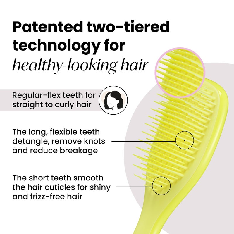 Tangle Teezer Ultimate Detangler Brush, Eliminates Knots & Reduces Breakage, Travel-Size Mini Hair Brush for Straight to Wavy Hair Types, Hyper Yellow - Image 2